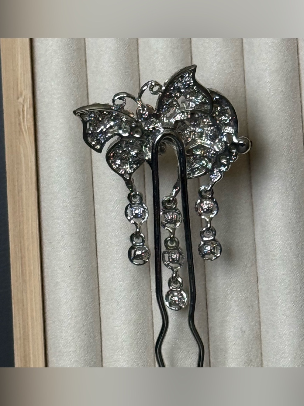 Black & Clear Crystal Butterfly Hair Pin - Picture 10 of 14